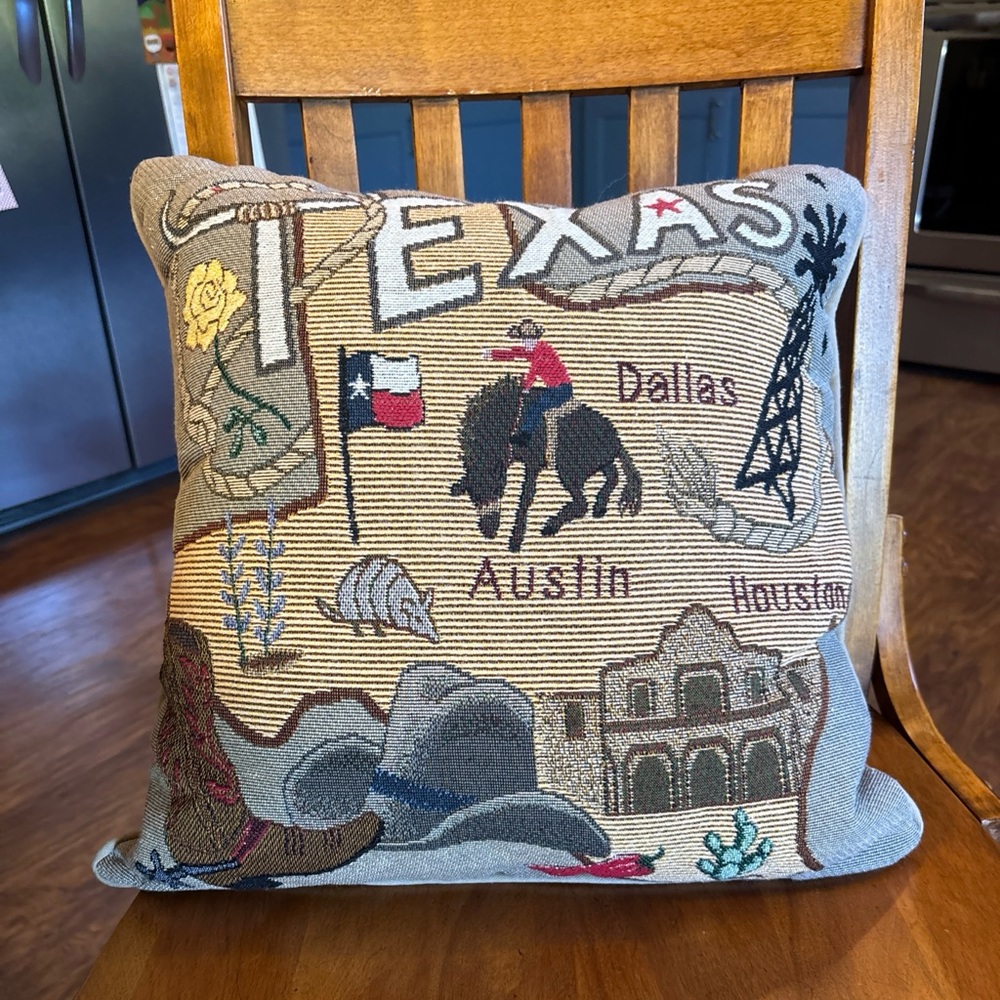 PRIDE OF TEXAS TEXTURED TAPESTRY THROW PILLOW - 17" SQUARE